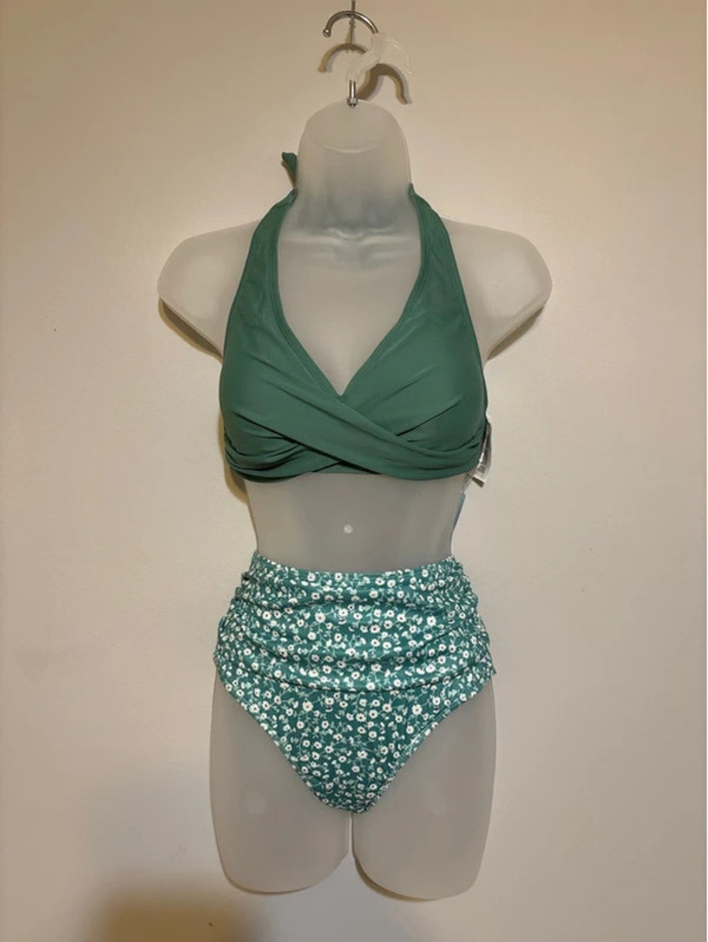 Cupshe Green Floral High Waist Bikini Set NWT Size S